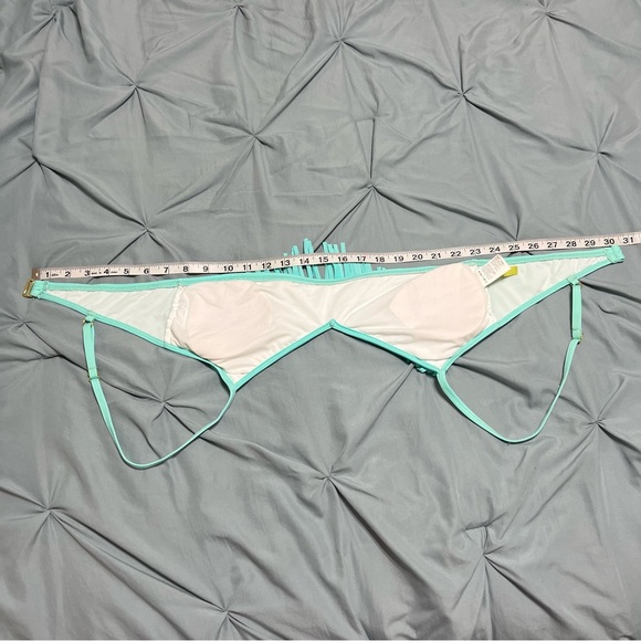 Gianni Bini Estilo Fringe Turquoise String Bikini Top L - Picture 6 of 9